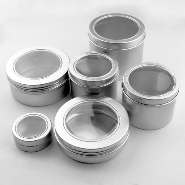 25ml 60ml 100ml Aluminum Cosmetic Cream Jar Window Cap, 150ML Metal Jars, 180ML Aluminum Box, Packing Tins Container F20171109
