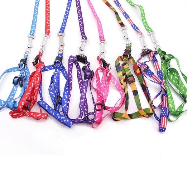 Pet Printed Harness Leash Adjustable Dog Rope Puppy Cat Pet Supplies for Small Dogs 1*120cm wen6764