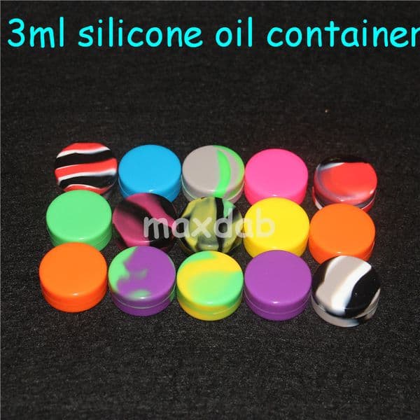 20pcs lot Container 3ml Silicone Box Wax Container for Dry Herb Wax Jar Nonsolid Color Wax Non Stick Silicone Jar bubbler bong