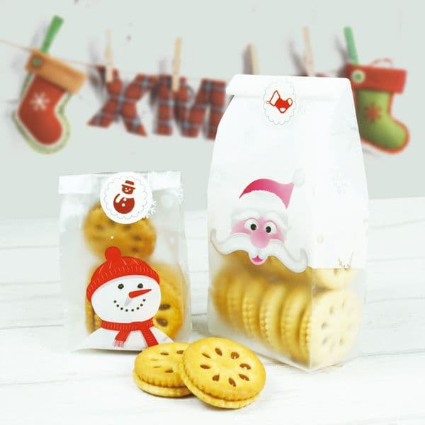 500pcs/lot Matte Transparent snowmen biscuit food packaging bags BOPP plastic bag snack packing baking pastry pouches