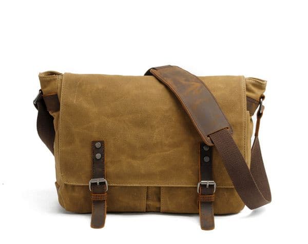 Vintage shoulder men casual messenger bag canvas laptop crossbody bags waterproof mesenger bags with leather stra