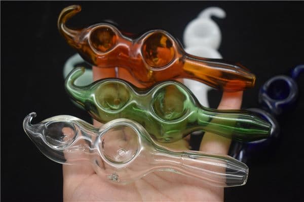 high quality double bowl Glass Hand Pipe Hookah Glass Pipes Smoking Tobacco Hand Pipes Spoon Pipe Glass Bubbler pipe