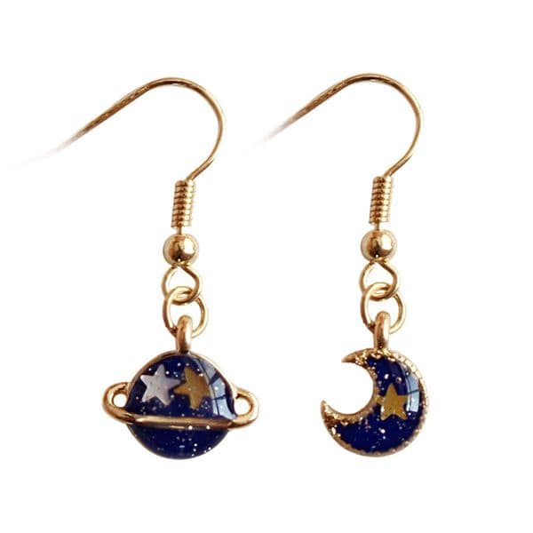 Fashion (Jewelry Manufacturer) 40 pcs a lot Cute Fantastic stars Fantasy blue planet moon earrings factory Fashion Earrings HJ177