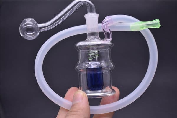 High quality Mini Hookah Shisha Glass Bottle Water Pipe Tobacco Smoking Pipes mini glass bong With 10mm oil burner pipes and hose DHL FREE