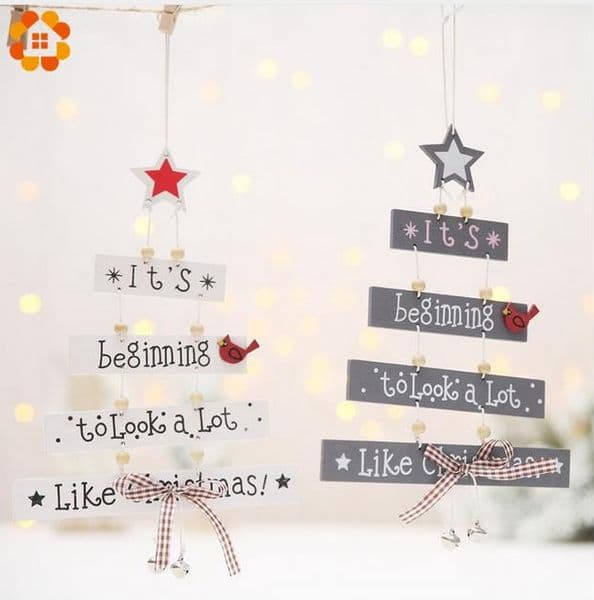 Merry Christmas Letter Wooden Pendants Ornaments Xmas Tree Ornament Wood Crafts For Home Wall Christmas Party Decoration GA425