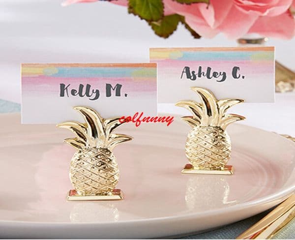 100pcs Mini Gold Pineapple Table Place Card Holder Name Number Menu Stand For Wedding Favor Party Event Party Decoration F051402