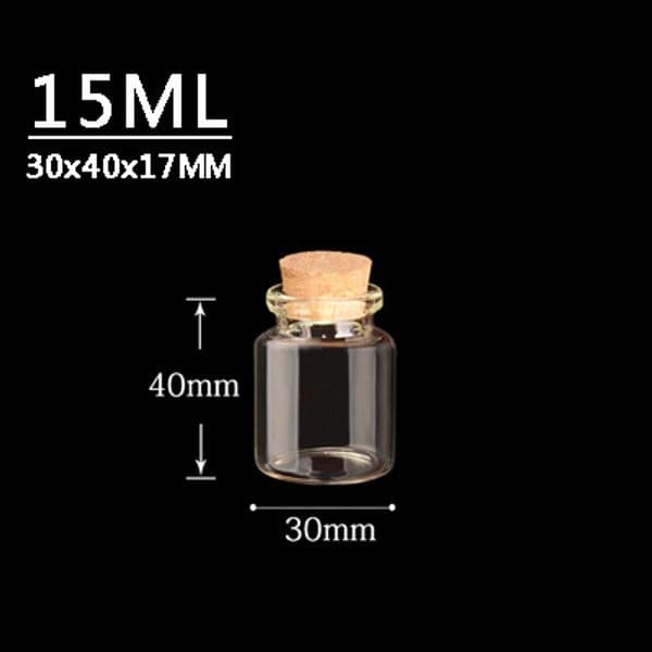 15ML 30X40X17MM Small Mini Clear Glass bottles Jars with Cork Stoppers/ Message Weddings Wish Jewelry Party Favors