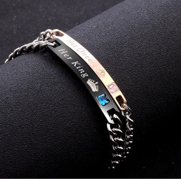 DIY Her King His Queen Couple Bracelets with Crytal Stone Lover Crown Charm Bracelets For Women Men Drop Shipping B443