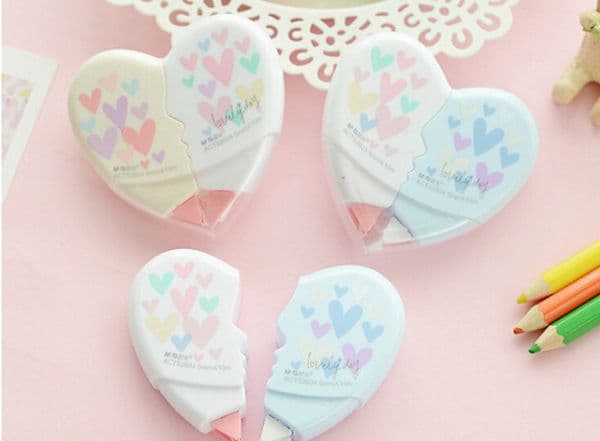 2 pcs/pair Love Heart correction tape material escolar kawaii stationery office school supplies papelaria 10M