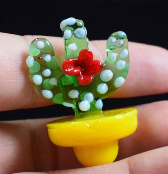 Solid Colored Glass cactus UFO Carb Cap dome 23mm OD for glass bongs water pipes oil rigs Thermal P Quartz banger Nails