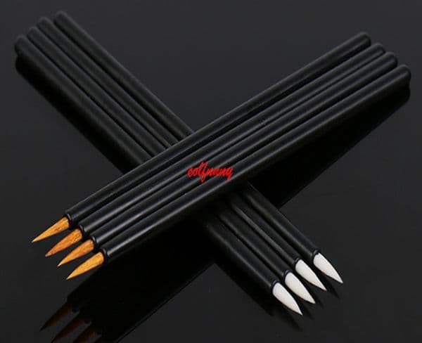 Fast Shipping Hot 20 sets Wholesale Black Handle Golden Brush Fiber Disposable Liquid Eye Liner Brush Cosmetic Makeup Tools