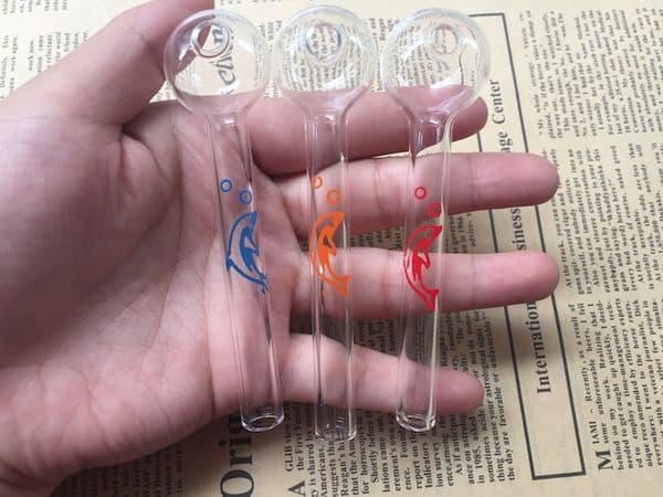 10cm mini cheap colroful dolphin glass oil burner smoking pipe Pyrex Oil Nail tube smoking oil pipe