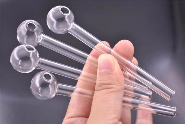 12cm 10cm clear Pyrex glass oil burner pipes thick glass tube 20mm OD Ball for water Smoking pipe bongs oil glass oil pipes