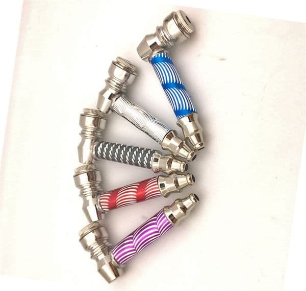 Metal Pipes for Smoking 3.3 inch Tobacco Smoking spoon Pipe Cheap Colorful Oil burner pipe Portable metal dry herb Pipes 12pcs/lot