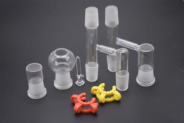Wholesale 14mm 18mm male female Glass Oil Reclaimer kit Glass Adapter with nail and Dome for Glass Water Pipe oil Bongs