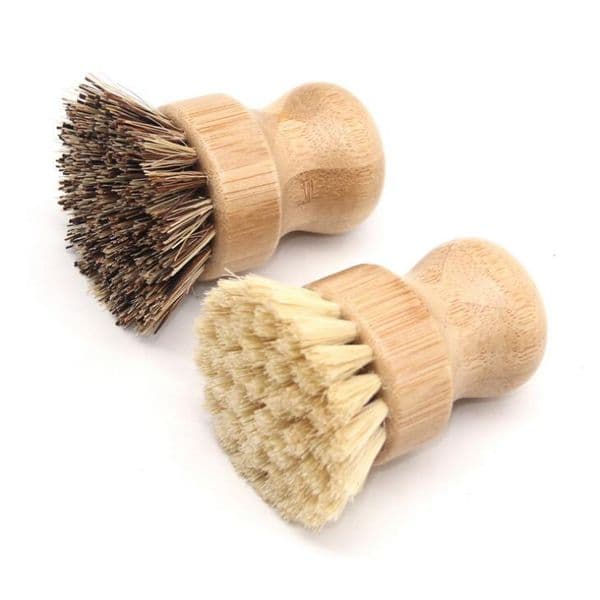 Handheld Wooden Brush Round Handle Pot Brush Sisal Palm Dish Bowl Pan Cleaning Brushes Kitchen Chores Rub Cleaning Tool LX1891