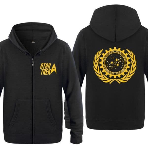 Mens Hoodies Moive Star trek United Federation of Planets Printed Zipper Hoodie Men Fleece Jackets Coat Sweatshirt Fans Clothing