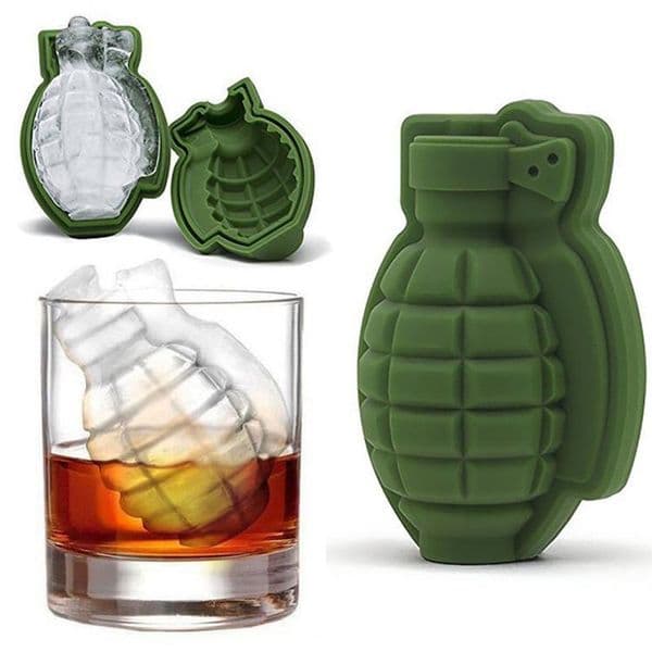 3D Grenade Shape Ice Cube Mold Creative Ice Cream Maker Party Drinks Silicone Trays Molds Kitchen Bar Tool Mens Gift