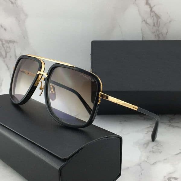 Luxury-Vintage Square Pilot Sunglasses Gold/Brown Gradient Sonnenbrile Fashion Men Designer Sunglasses Glasses New with Box