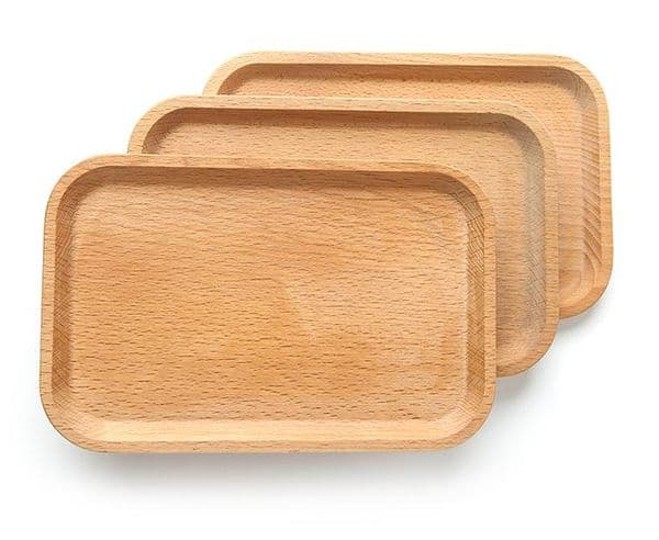 30pcs/lot Solid Beech Wood Rectangular Dinner Plate Western Food Rectangular Round Corners Snack Dessert Serving Tray SN3531