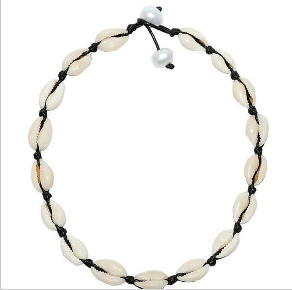 Natural Shell Choker Necklaces Fashion European Handmade Knot Black White Wire Peal Torque Necklace Jewelry for Women Sale