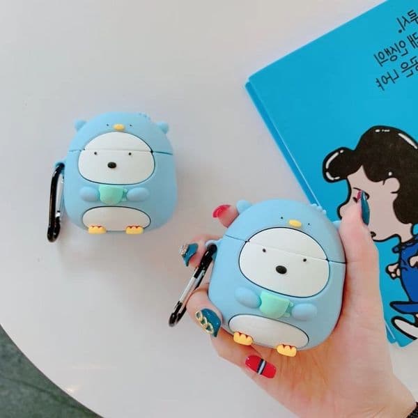 1 2 Originality Cartoon Lovely Glass Penguin Airpods/ Generation Headset Set Apple Bluetooth Silica Gel Protect Sheath Apply