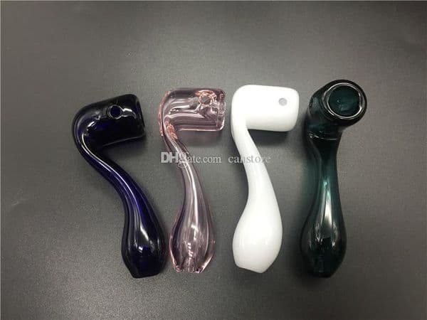 Cheap Colorful mini Heady Thick sherlock glass hand pipe smoking tobacco SPOON pipe for smoke free shipping