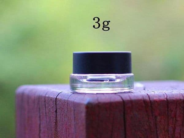 3g clear glass cream jar with black plastic lid, 3 gram cosmetic jar,packing for sample , 3g mini glass eye cream bottle