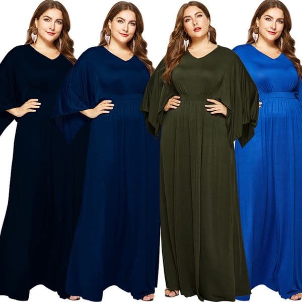 Autumn Long Sexy Evening Party Dress Winter Women Office Elegant Female Maxi Wrap Dress Batwing Sleeve Plus Size High Quality FP6038