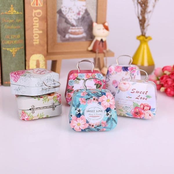 Girls handbag shape iron mini gift box small tin kids coin box candy boxes children W9959