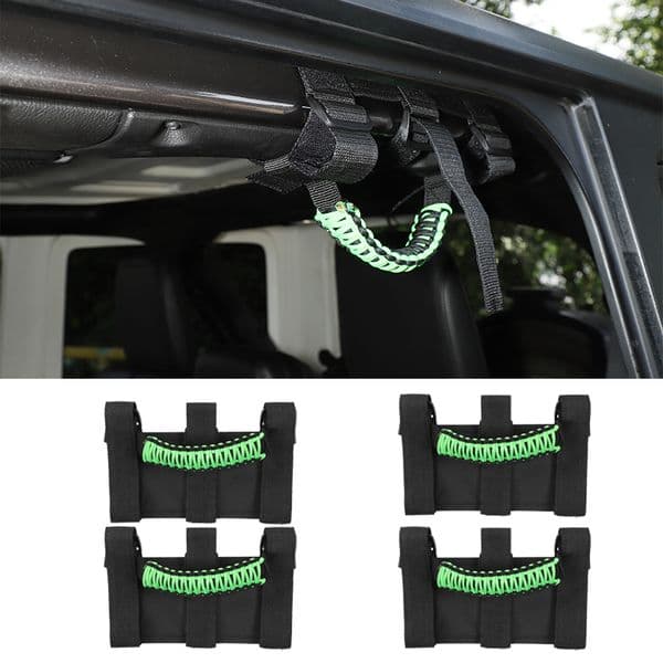 Top Handle Roll Bar Grab Handles Grip Handle For Jeep Wrangler JL JK TJ 1997 UP(Black Green)