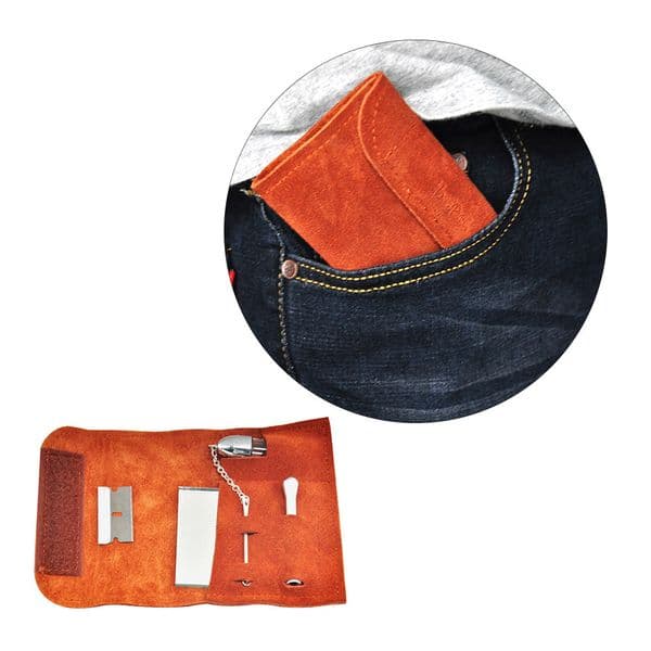 Leather Tobacco Pouch Bag Snuff Snorter Bullet Tool Sniffer Straw Hooter Hoover Pouch Bag Pipe Smoking Set Kit Case Pocket Size Portable DHL