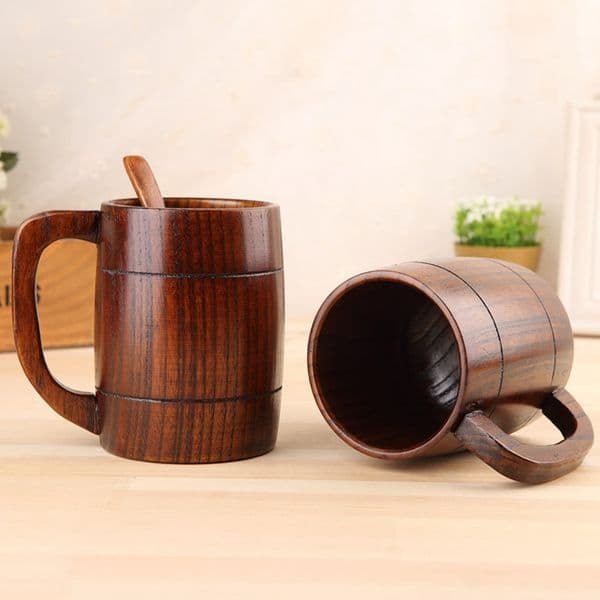 400ML Classical Wooden Beer Cup Fashion Tea Coffee Mug Water Bottle Heatproof Home Office Party Drinkware TTA1797