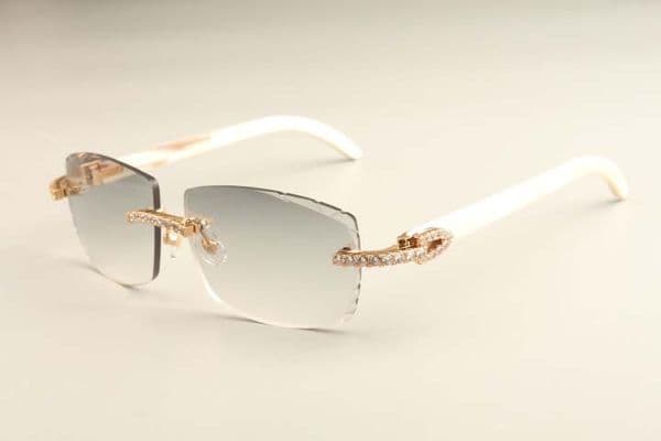 diamond luxury fashion ultra light sunglasses T3524015-1 natural white horns sunglasses engraved lenses free shipping