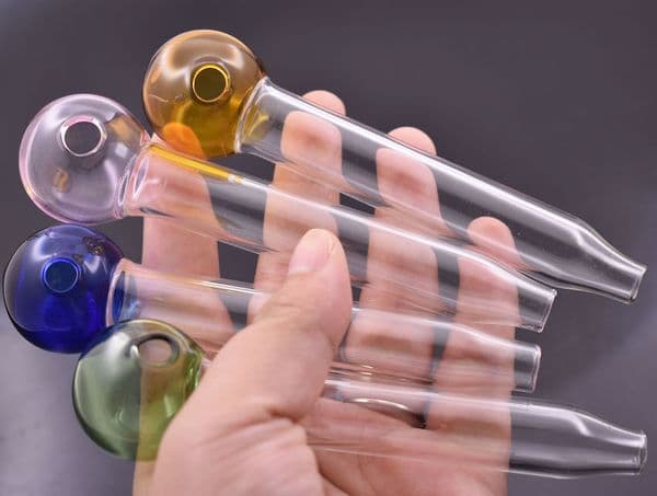 Newest design 4 color 4.8inch glass oil burner pipe thick heady glass oil tube nail smoking tobacco pipe