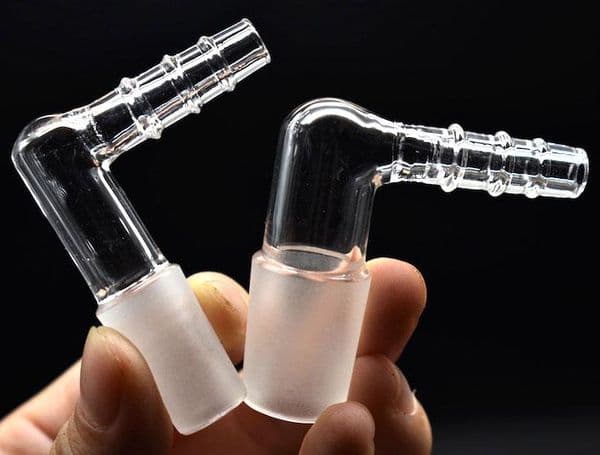 New Desgin 14mm 18mm Glass Vapor Whip Adapter Female or Male 90 Degree Glass Elbow Adapter Glass Ash Catcher Adapter In Stock