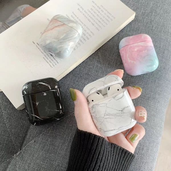 1 2 Apply Apple Airpods/ Protect Sheath Wireless Bluetooth Headset Loose Coat Accept Box Concise Marble Wen Chao