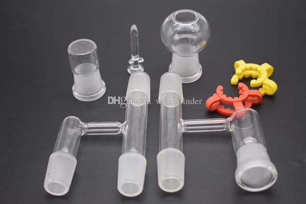 14mm 18mm male female Dropdown oil burner pipe Reclaimer Glass Adapter with Glass Dome Nail Keck Clip for Glass Bongs