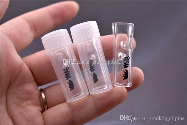 Glass oil burner pipe Cheap Glass Cigarette Filter One Hitter Pipe with Glass Straw Tube Filter Tips with plastic pill gift storage box OEM