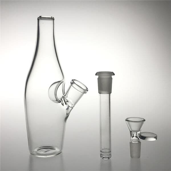 14mm Medium Glass Water Bongs with 7 Inch Hookah Bottle Female Downstem Bong Bowl Thick Recycler Beaker Rigs for Smoking Pipes