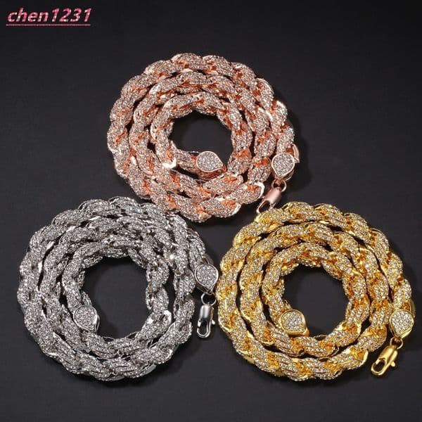 Men and women hip hop Cuban chain braided necklace 925 pure silver VVS moissanite is a necklace wholesale western jewelry necklace