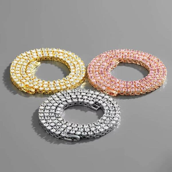 SC Hot Sale Trendy Chokers Necklace Cool Gold Silver Rose Gold Rhinestone Necklace Statement Cuba Chain Necklace for Women