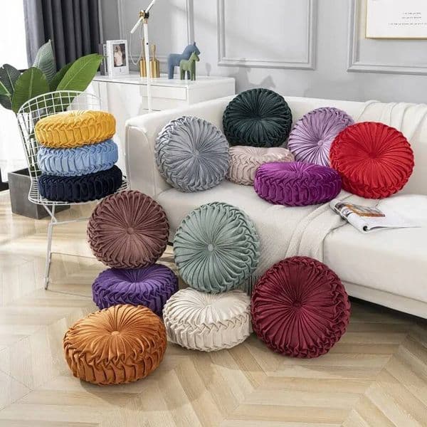 Bestseller Hand Sewn Pumpkin Round Solid Color Waist Pillow Living Room Sofa Decorative Wheel Futon Seat Cushion ddmytues