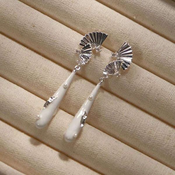 Original water droplet art High quality earrings for women 925 silver fan earings crystal pearls embellished engagement jewelry