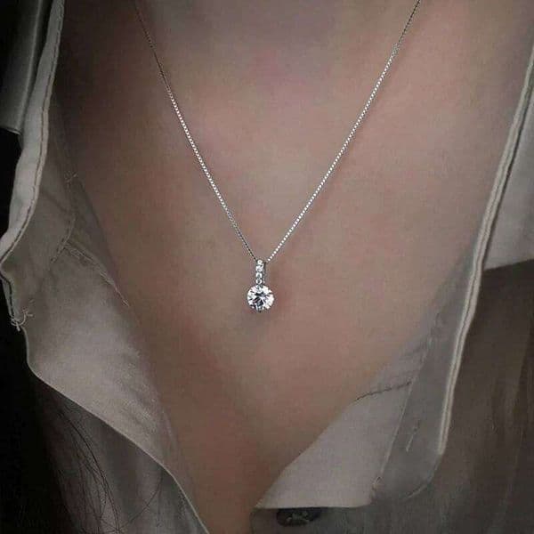 Huitan Minimalist Round Cubic Zirconia Pendant Women Silver Color/Gold Plated Box Chain Long Necklace Wedding Jewelry