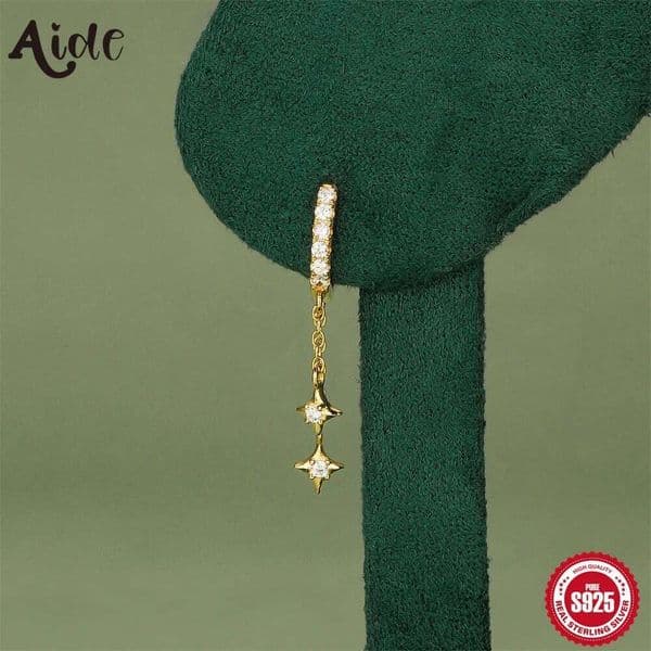 Aide Light Luxury Hoop For Women 925 Sterling Silver Jewelry Long Tassel Drangles Earrings Birthday Party Wear