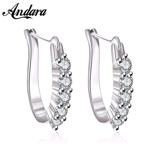 Fashion 925 Silver Zircon Crystal Earrings Woman Glamour Jewelry Gift