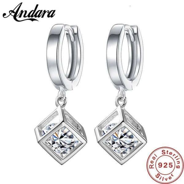 925 Sterling Silver Zircon Crystal Rubik's Cube Love Candy Earrings For Women Fine Jewelry