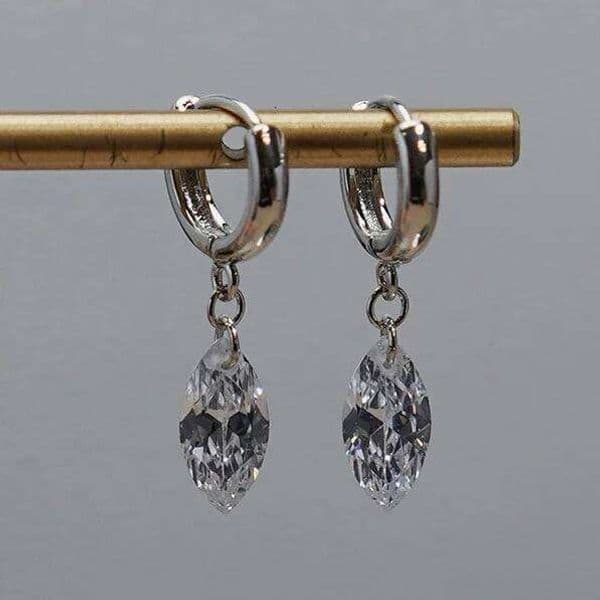 Real 925 Sterling Silver Zircon Oval Pendant Geometric Hoop Earrings for Women Classic Fine Jewelry Minimalist Accessories