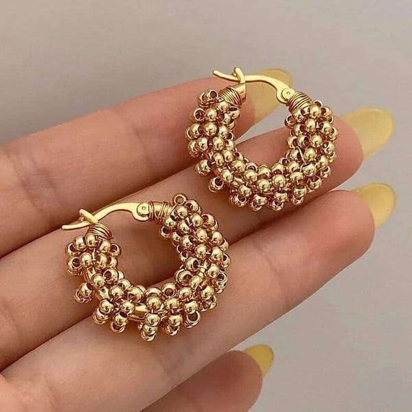 Real 925 Sterling Silver 18K Gold Twisted Bead Round Hoop Earring for Women Trendy Geometric Fine Jewelry Light Luxury Accessory